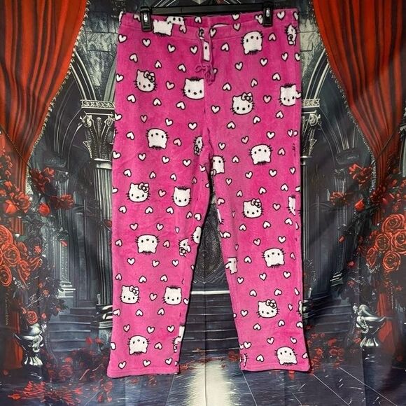 Hello Kitty Sleep Wear Pants Men's Large Pink W/ All Around Print - Picture 1 of 3